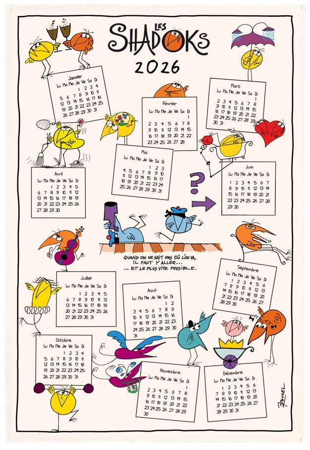 Torchon Shadoks Calendrier 2026 Ecru 48 x 72 La Vallée du blanc Torchon Shadoks Calendrier 2026 Ecru 48 x 72 Torchons La Vallée du blanc